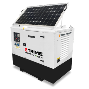 Hybride generator met zonnepaneel voor cameramast